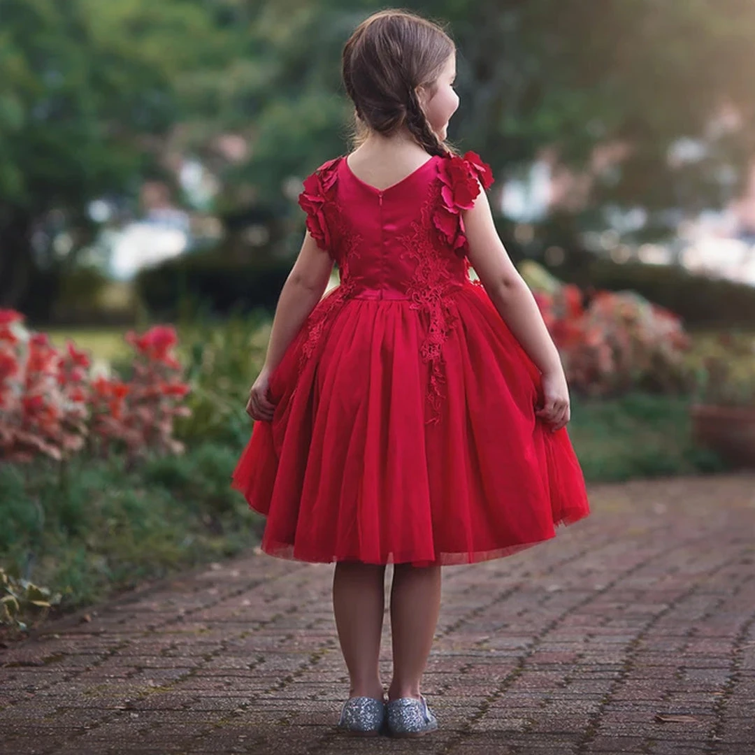 TRISH SCULLY HOME GIRLS BIANCA DRESS CRIMSON