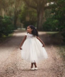 TRISH SCULLY GIRLS ALLESSANDRA DRESS WHITE