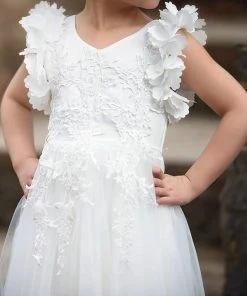 TRISH SCULLY GIRLS BIANCA GOWN WHITE