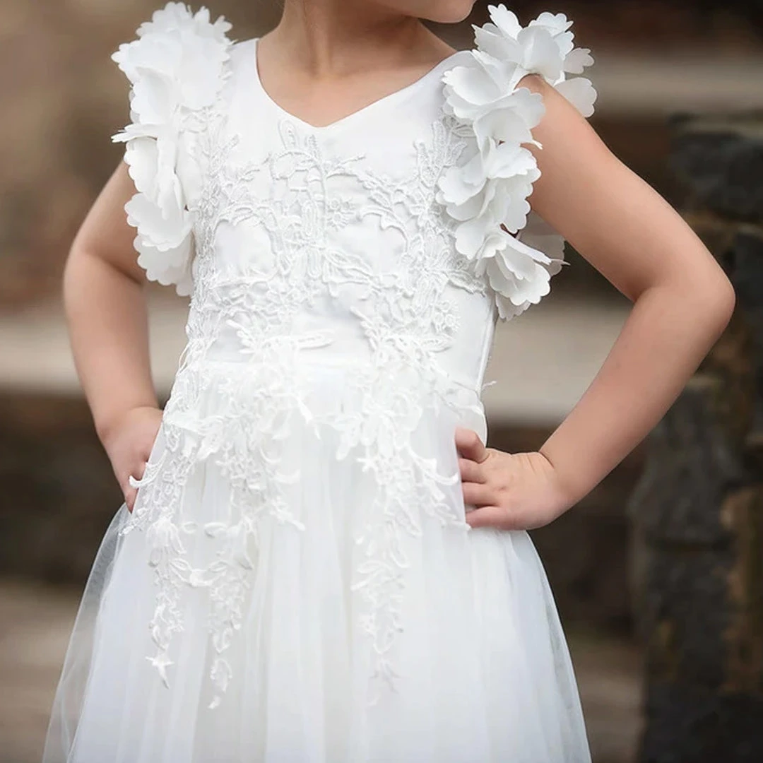 TRISH SCULLY GIRLS BIANCA GOWN WHITE