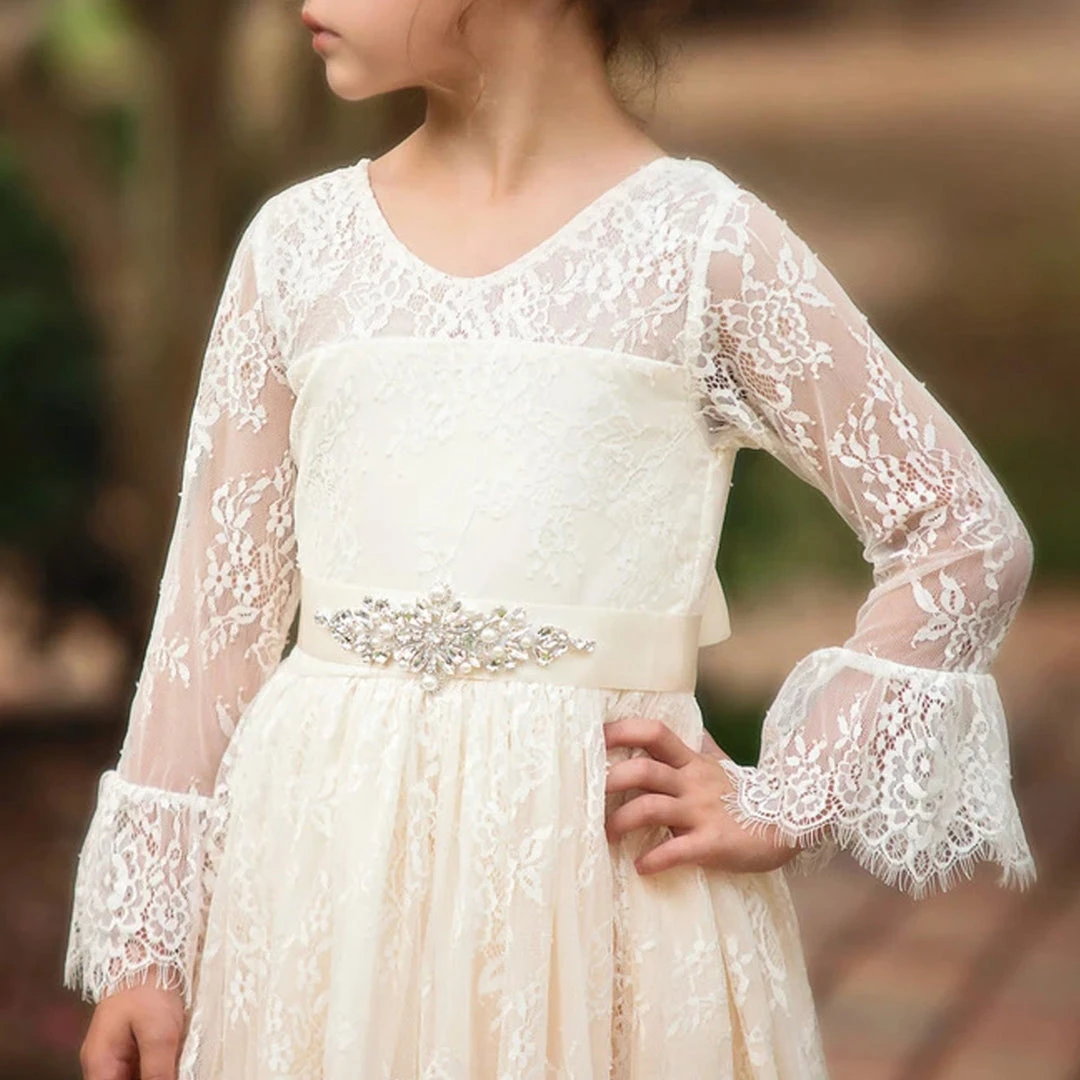 TRISH SCULLY AINSLEY DRESS & BELT SET IVORY GIRLS