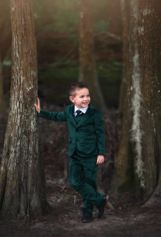 TRISH SCULLY HOME HANOVER EMERALD VELVET 3PC. SUIT BOYS