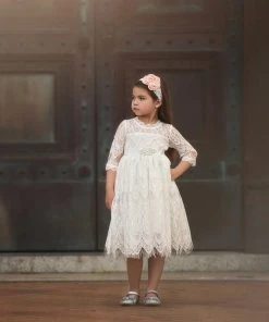 TRISH SCULLY HOME BELLA RAFAELA DRESS & BELT SET- ANTIQUE WHITE GIRLS