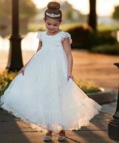 TRISH SCULLY HOME GIRLS CLARA GOWN WHITE