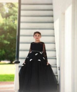 TRISH SCULLY HOME MARIPOSA GOWN BLACK & WHITE GIRLS