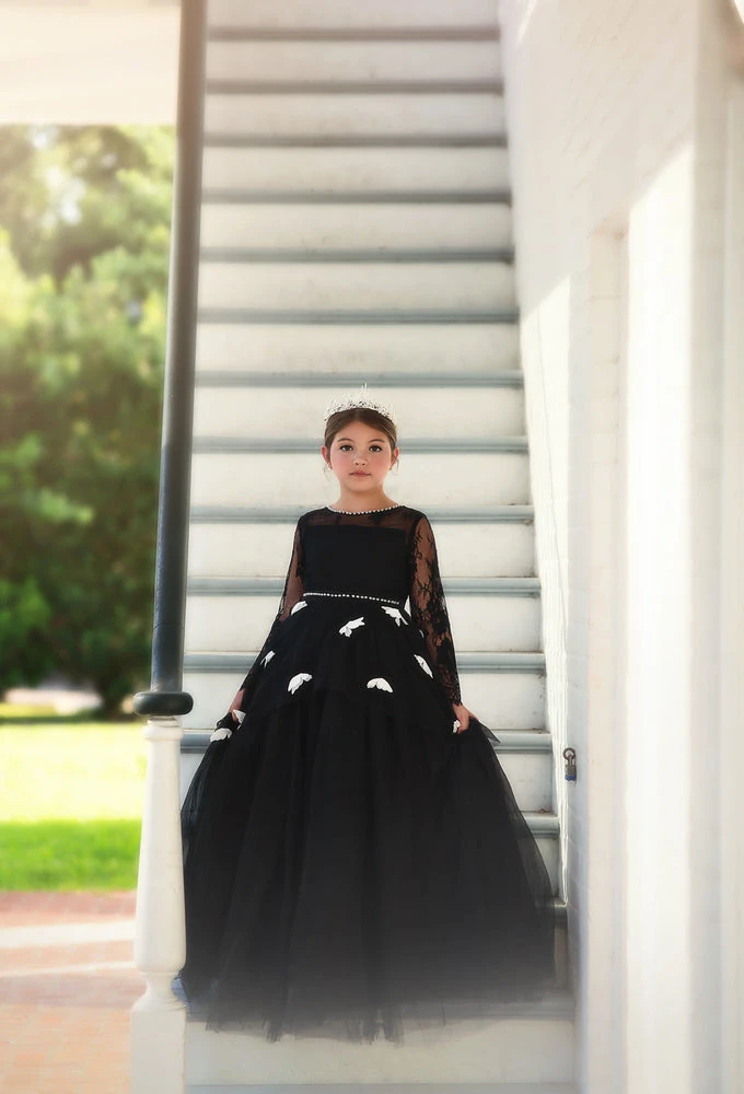 TRISH SCULLY HOME MARIPOSA GOWN BLACK & WHITE GIRLS