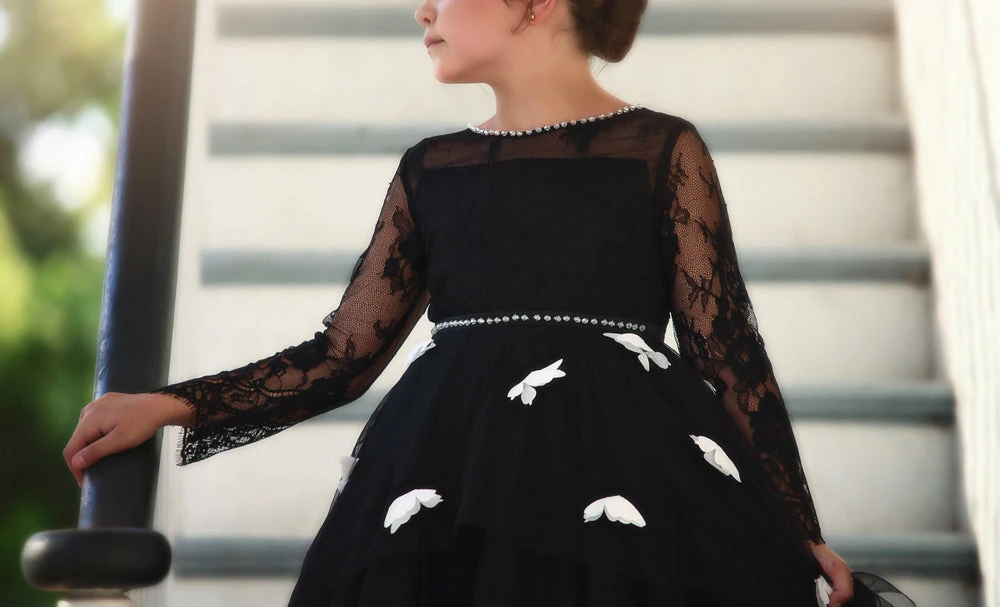 TRISH SCULLY HOME MARIPOSA GOWN BLACK & WHITE GIRLS