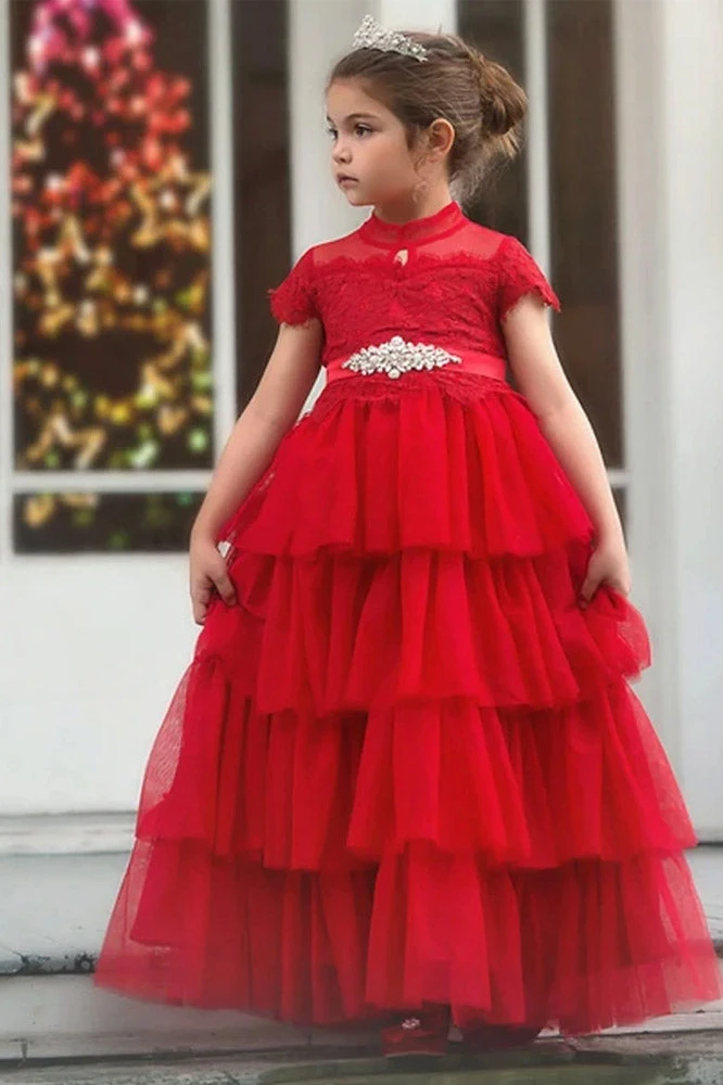 TRISH SCULLY ARIANA GOWN & BELT SET CRIMSON Girls 2T-6