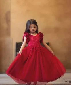 TRISH SCULLY GIRLS BIANCA GOWN CRIMSON