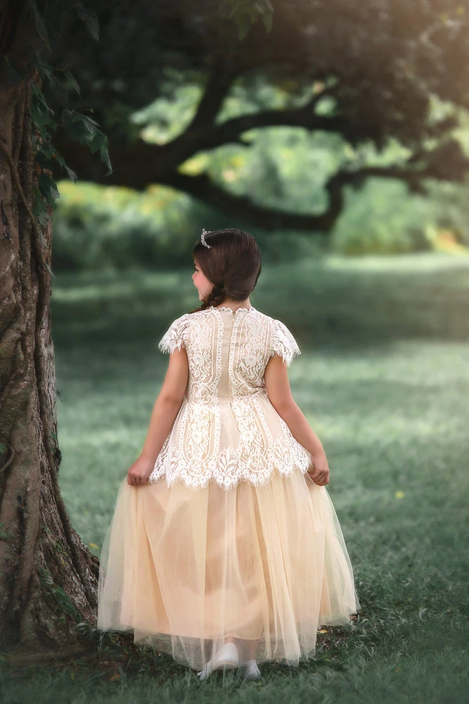 TRISH SCULLY HOME GIRLS GWENDOLYN GOWN-WHITE/NATURAL