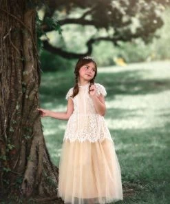 TRISH SCULLY HOME GIRLS GWENDOLYN GOWN-WHITE/NATURAL