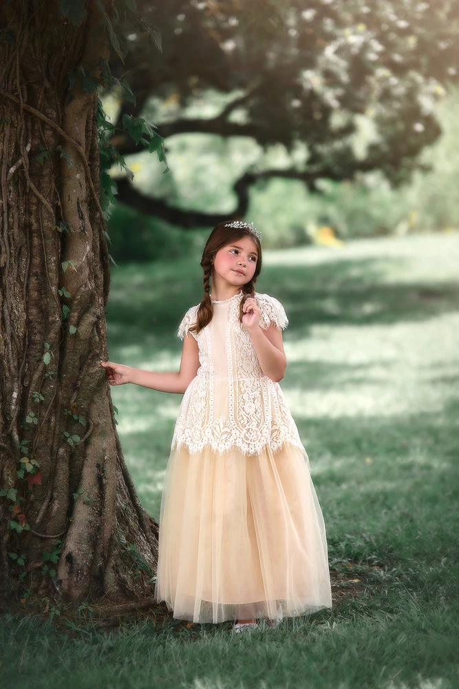 TRISH SCULLY HOME GIRLS GWENDOLYN GOWN-WHITE/NATURAL