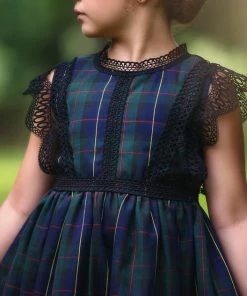 TRISH SCULLY GIRLS EVERLY DRESS HUNTING STEWART TARTAN