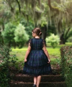 TRISH SCULLY GIRLS EVERLY DRESS HUNTING STEWART TARTAN