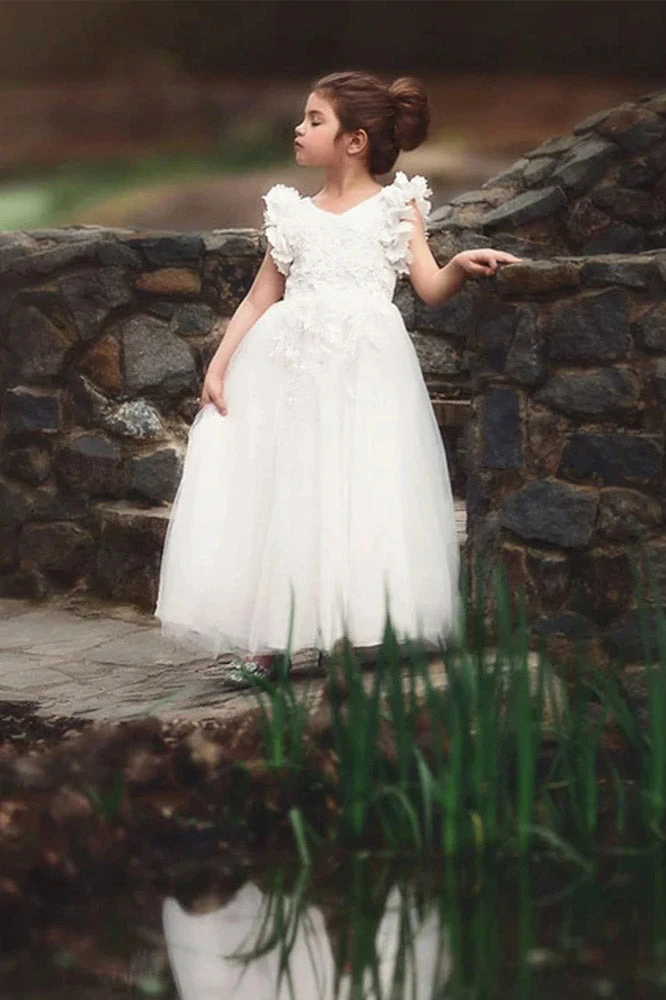 TRISH SCULLY GIRLS BIANCA GOWN WHITE