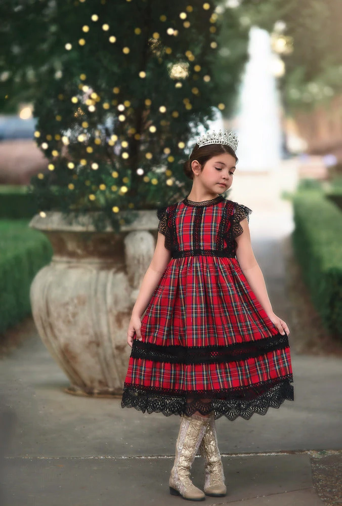 TRISH SCULLY GIRLS EVERLY DRESS STEWART TARTAN