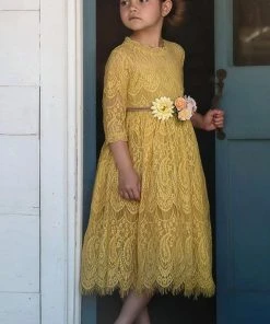 TRISH SCULLY HOME GIRLS BELLA RAFAELA DRESS & BELT SET TURMERIC