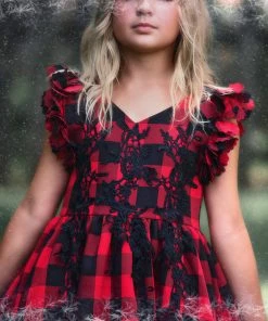 TRISH SCULLY BIANCA DRESS RED & BLACK BUFFALO CHECK SALE