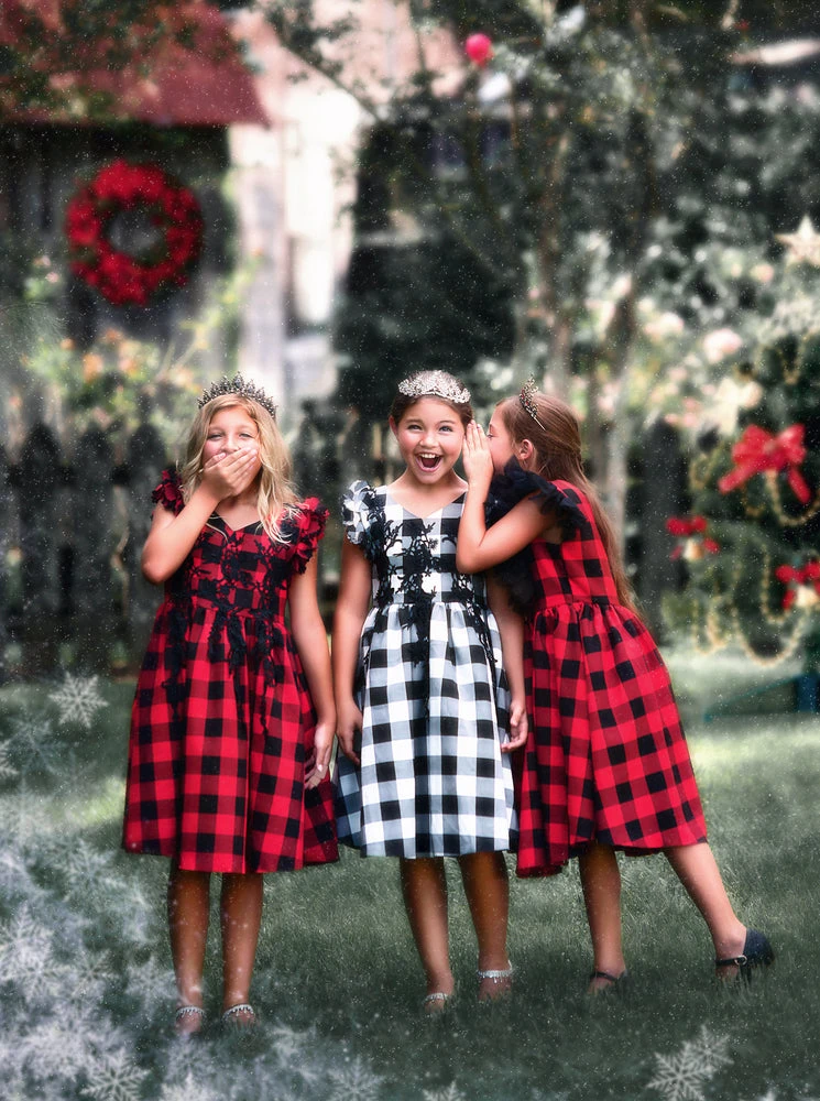 TRISH SCULLY BIANCA DRESS BLACK AND WHITE BUFFALO CHECK Spring/Summer 2022