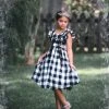 TRISH SCULLY BIANCA DRESS BLACK AND WHITE BUFFALO CHECK Spring/Summer 2022