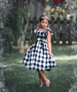 TRISH SCULLY BIANCA DRESS BLACK AND WHITE BUFFALO CHECK Spring/Summer 2022