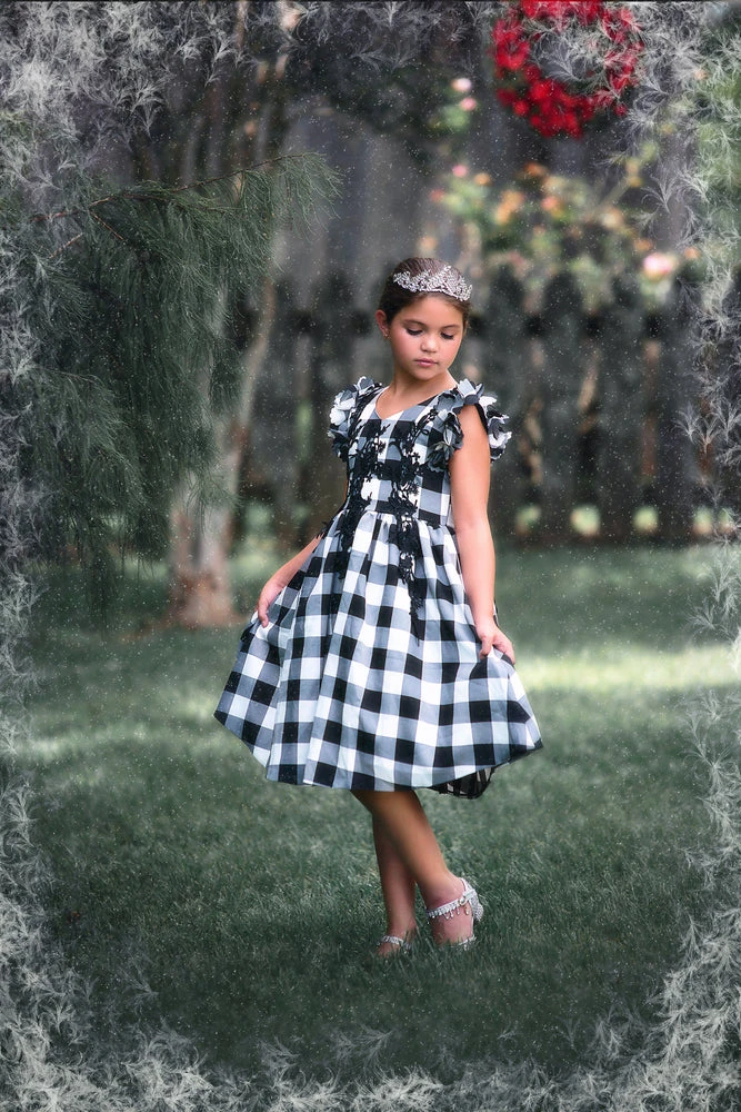 TRISH SCULLY BIANCA DRESS BLACK AND WHITE BUFFALO CHECK Spring/Summer 2022