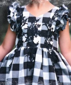 TRISH SCULLY BIANCA DRESS BLACK AND WHITE BUFFALO CHECK Spring/Summer 2022