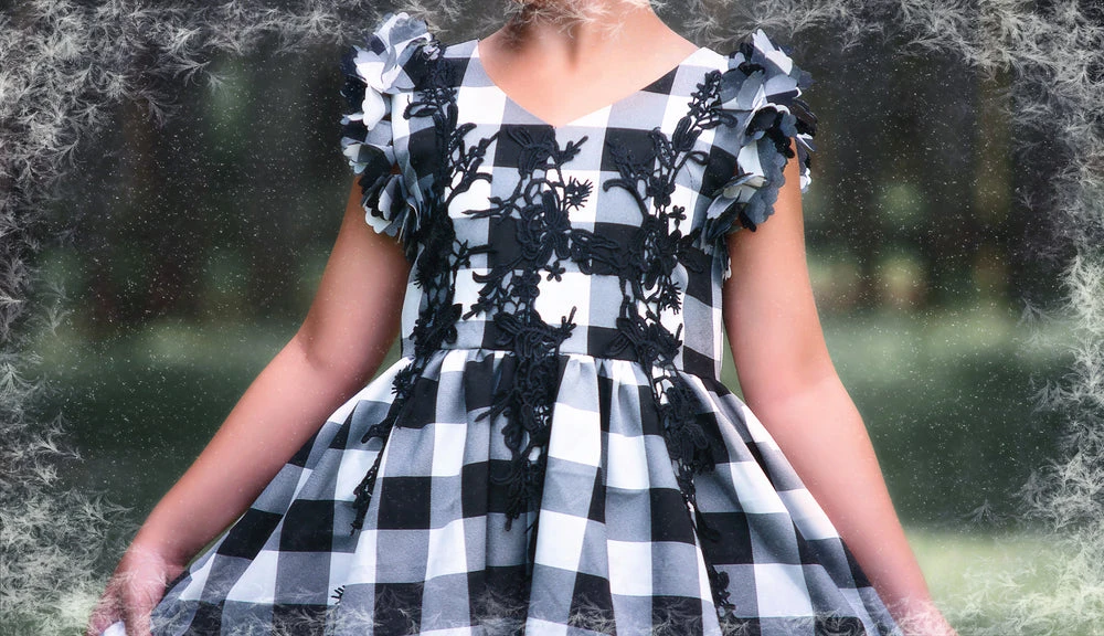 TRISH SCULLY BIANCA DRESS BLACK AND WHITE BUFFALO CHECK Spring/Summer 2022