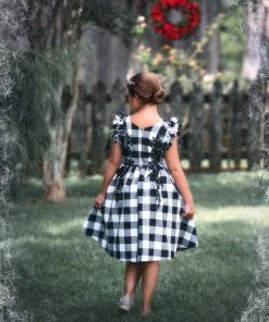 TRISH SCULLY BIANCA DRESS BLACK AND WHITE BUFFALO CHECK Spring/Summer 2022