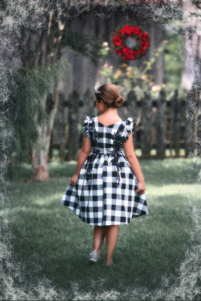 TRISH SCULLY BIANCA DRESS BLACK AND WHITE BUFFALO CHECK Spring/Summer 2022