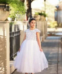 TRISH SCULLY GIRLS DELILAH DRESS WHITE