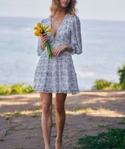 TRISH SCULLY WOMEN GRACE MINI DRESS BLUE FLORAL