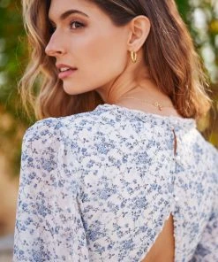 TRISH SCULLY WOMEN GRACE MINI DRESS BLUE FLORAL