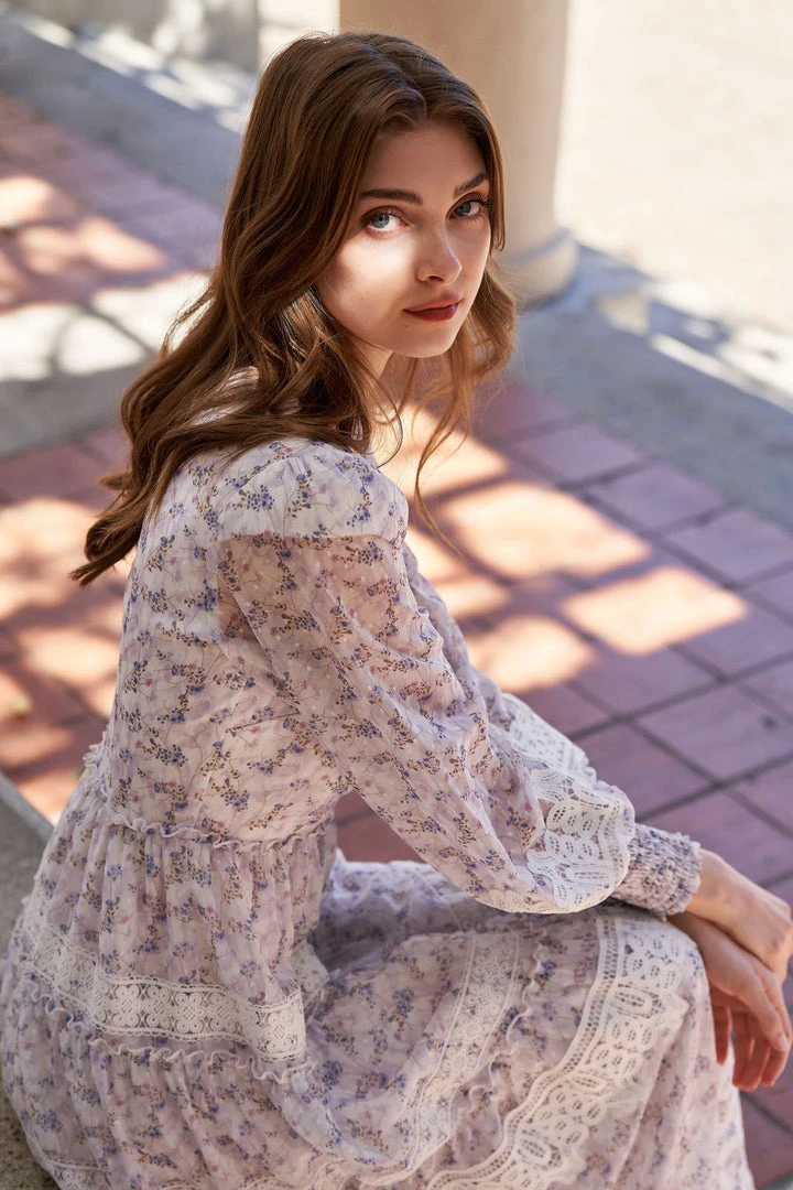 TRISH SCULLY SOFIA MAXI DRESS LAVENDER FLORAL