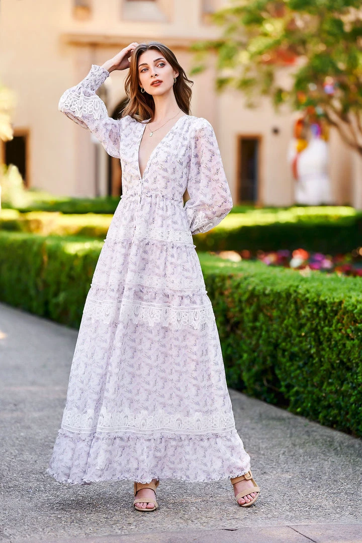 TRISH SCULLY SOFIA MAXI DRESS LAVENDER FLORAL