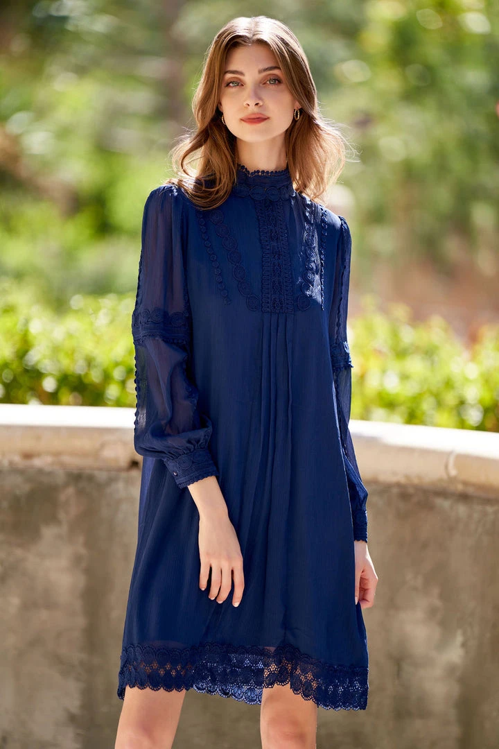 TRISH SCULLY HOME THEODORA SHIFT DRESS NAVY BLUE