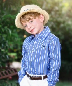 TRISH SCULLY BOYS ARCHIE BUTTON DOWN BLUE PINSTRIPE