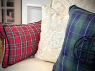 TRISH SCULLY ROYAL STEWART TARTAN BOLSTER PILLOW HOME