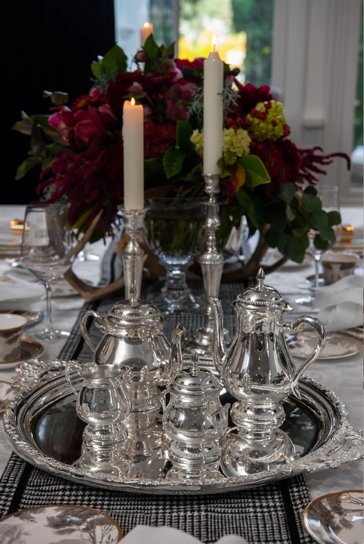 TRISH SCULLY SILVER PLATED 4PC. BALMORAL COFFEE/TEA SERVICE