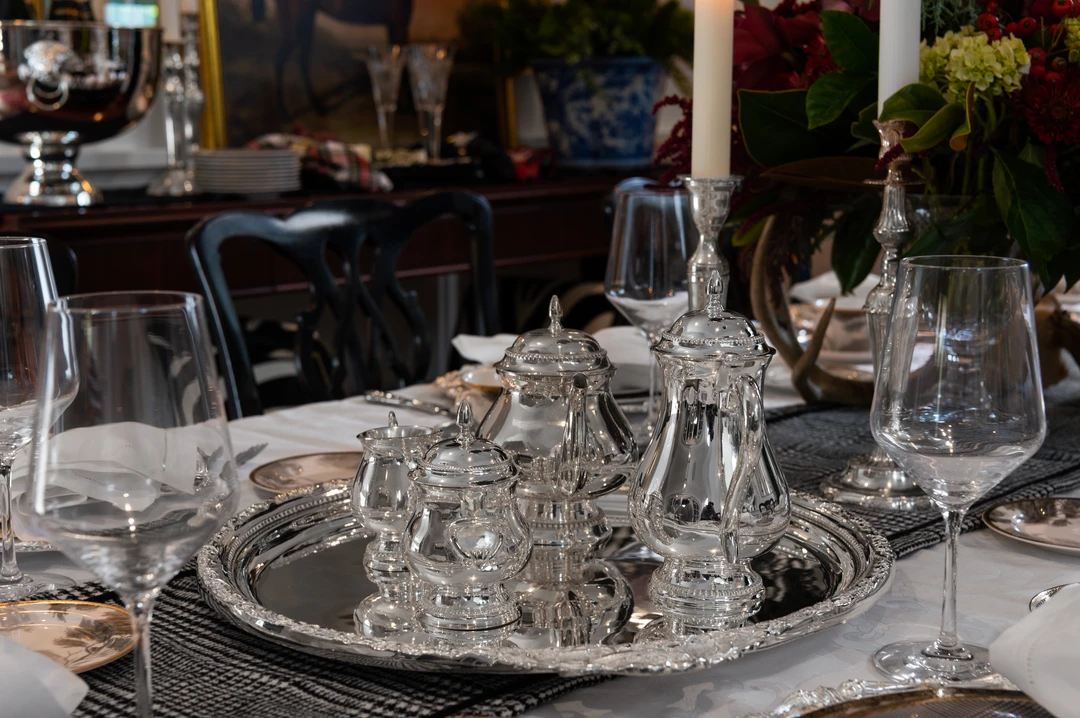 TRISH SCULLY SILVER PLATED 4PC. BALMORAL COFFEE/TEA SERVICE