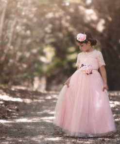 TRISH SCULLY GRACIE GOWN & BELT SET PINK