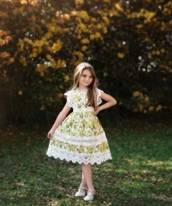 TRISH SCULLY GIRLS EVERLY DRESS YELLOW FLORAL