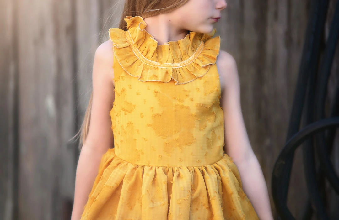 TRISH SCULLY GIRLS JOELLE DRESS MUSTARD