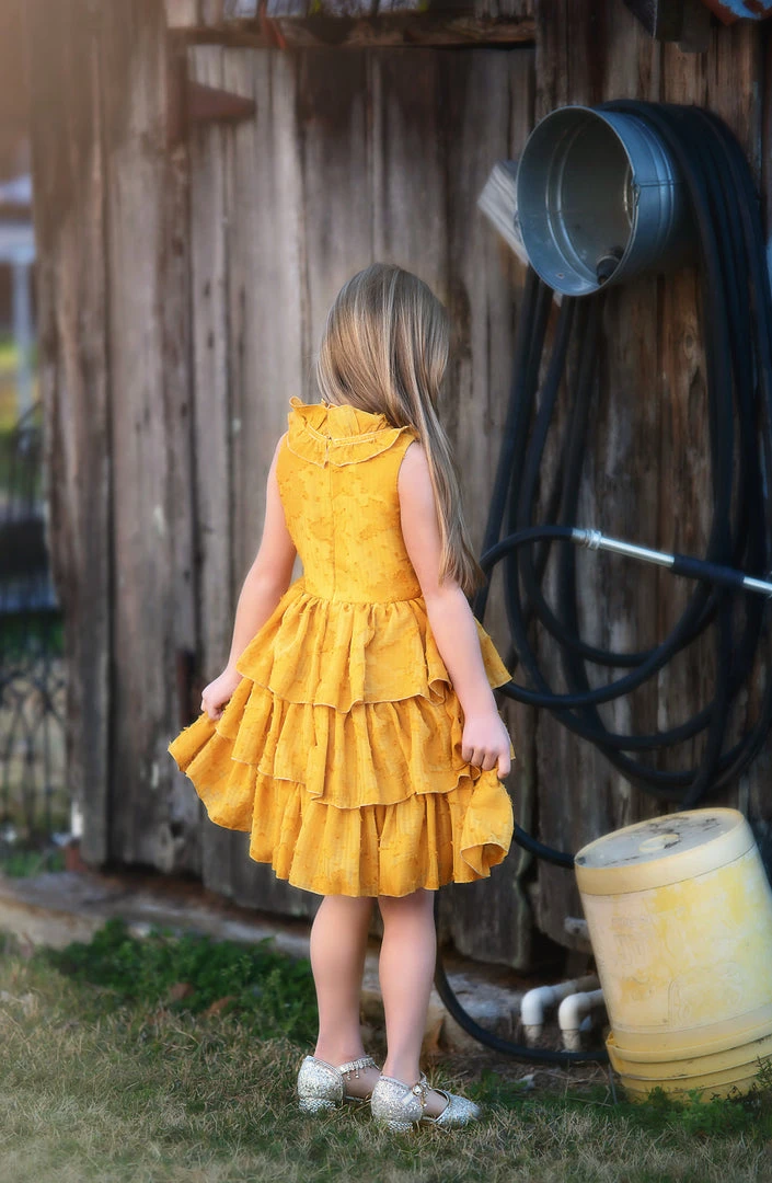 TRISH SCULLY GIRLS JOELLE DRESS MUSTARD