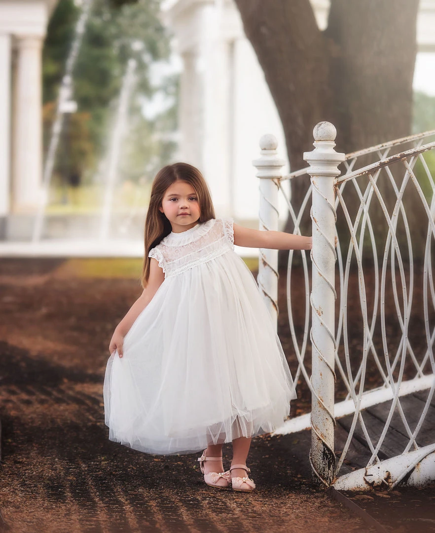 TRISH SCULLY GIRLS ALLESSANDRA DRESS WHITE