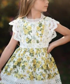 TRISH SCULLY GIRLS EVERLY DRESS YELLOW FLORAL