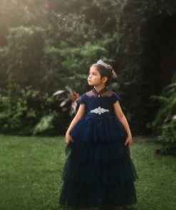 TRISH SCULLY ARIANA GOWN & BELT SET NAVY