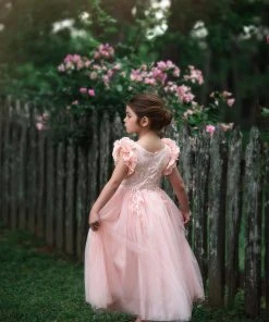 TRISH SCULLY GIRLS BIANCA GOWN PEACHY PINK