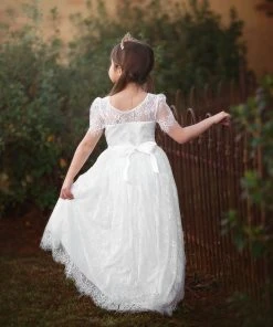 TRISH SCULLY GIRLS AINSLEY DRESS & BELT SET WHITE