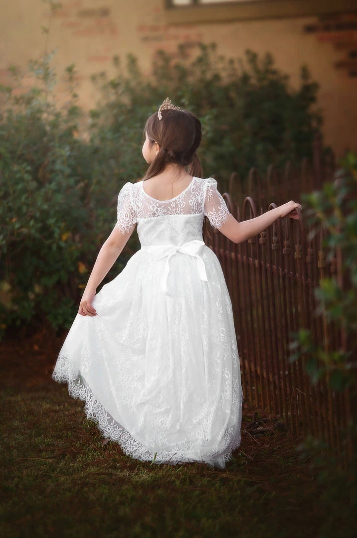 TRISH SCULLY GIRLS AINSLEY DRESS & BELT SET WHITE